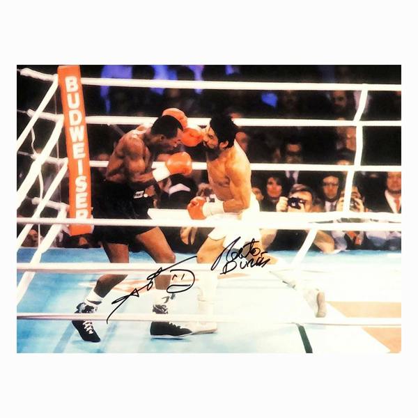 Unbranded Sugar Ray Leonard & Roberto Duran dual signed photo — Premium framing