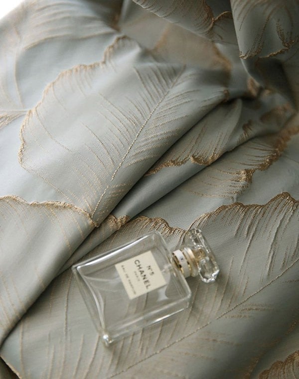 Anyhouz Anydrape Curtain Blue 400cmx250cm 3D Leaves Luxury indo Blackout Home Curtain