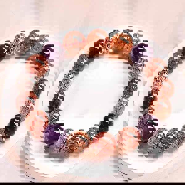 Leaper Natural Super Seven Buddha Bead Crystal Bracelet