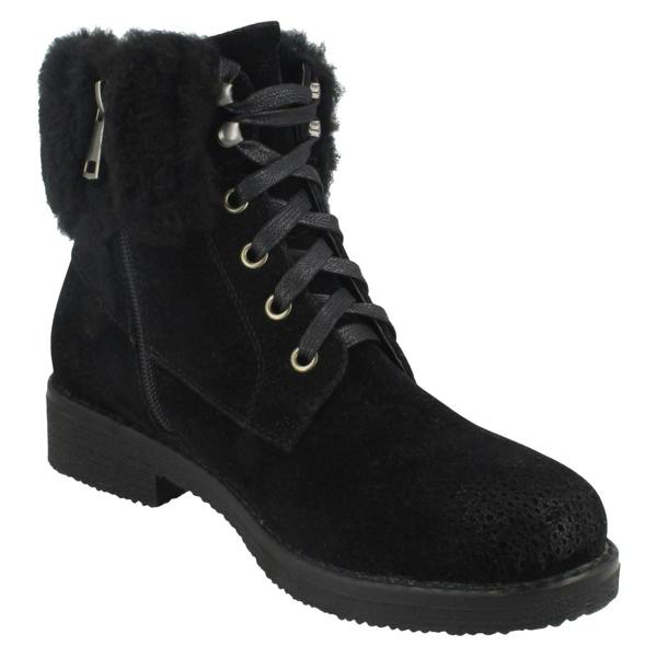 Spot On Ladies Spot On Fur Collar Ankle Boots