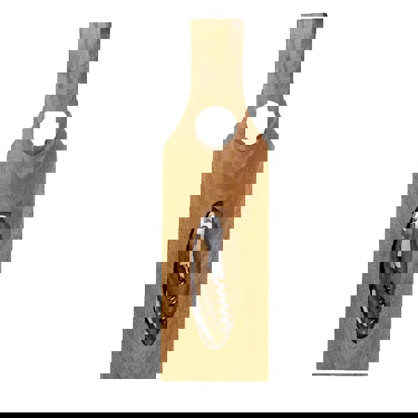 Wooden wine holder with waiter's friend