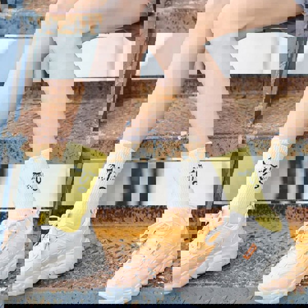 Anyfootwear 5 Pairs White Unisex Funny Socks One Size 5–9