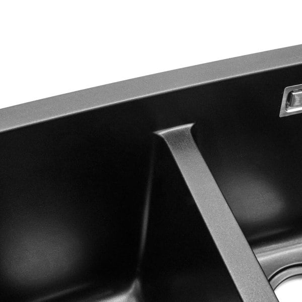 Quartz Equal Double Bowl Undermount Kitchen Sink Black Kitchen Sinks Living and Home