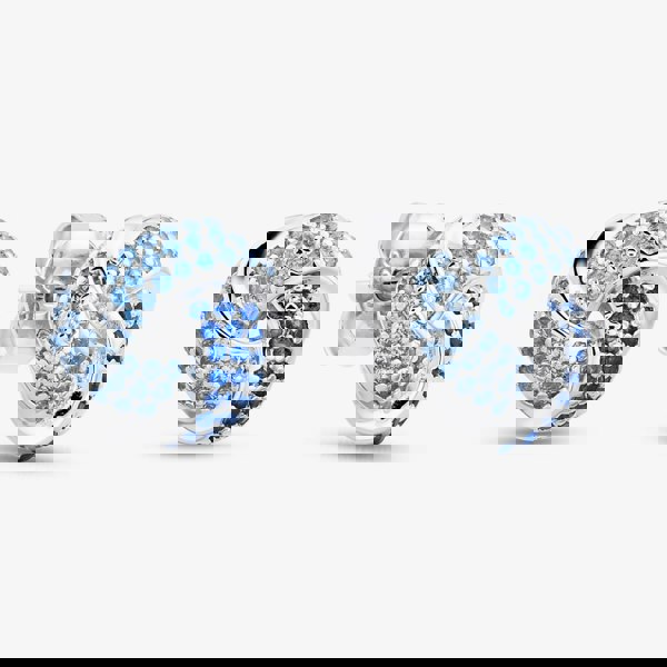 T. H. Baker Sterling Silver Rhodium Plated Blue Cubic Zirconia Pave Knot Stud Earrings 8.57.0030