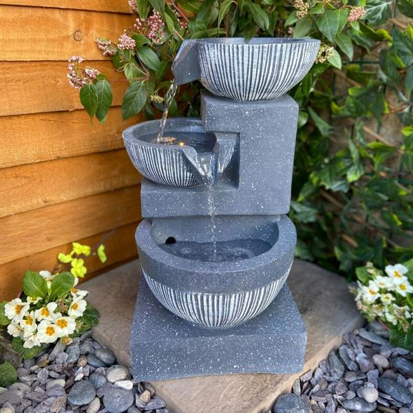 Tranquillity Water Features 3 Bowl Pour Contemporary Water Feature