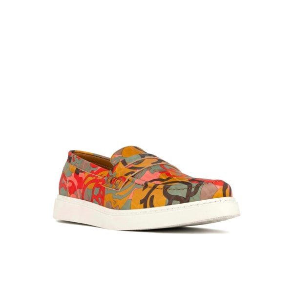 Embassy London Walter - Multi Print - Men's white sole Summer Loafer in eye catching soft leather