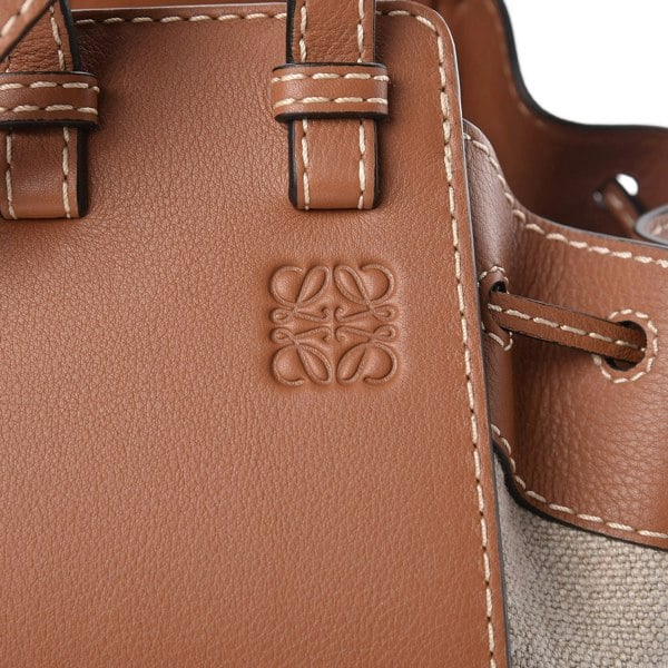 Loewe canvas and tan leather drawstring hammock bag