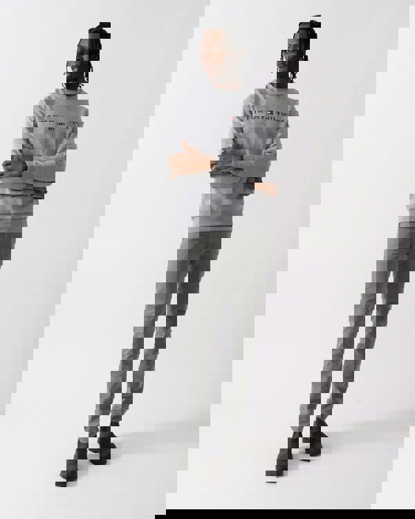 Tommy Hilfiger Tommy Logo Mens Sweatshirt - Medium Grey Heather - CHO - Designer Mens Sweatshirts