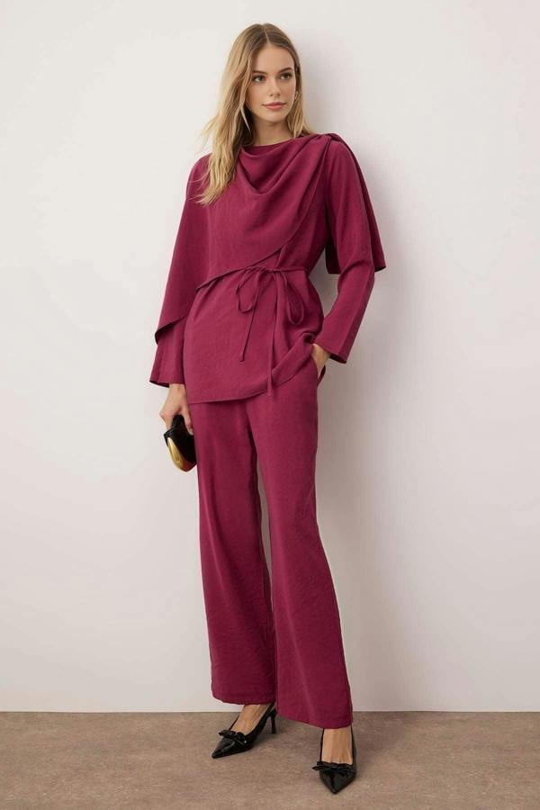 WOVCOR 2-Piece Modal Fabric Woven Top and Bottom Set