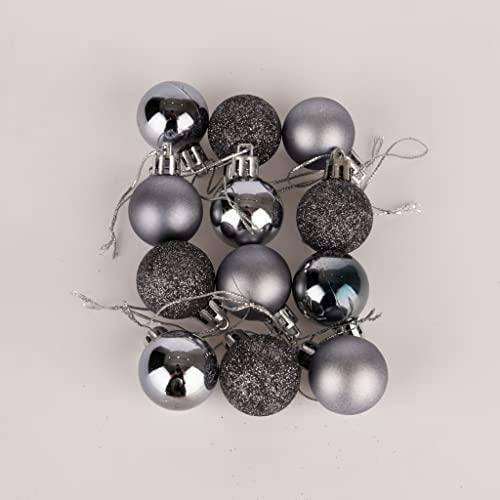 30mm Dark Grey Shatterproof Christmas Baubles in 12 or 24 Pack Sizes image 4