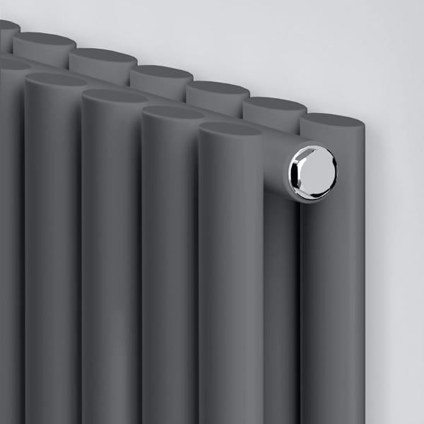 MYHOMEWARE Anthracite Gray 660 x 600 mm Modern Horizontal Column Designer Radiator Oval Double Panel Radiator Heater