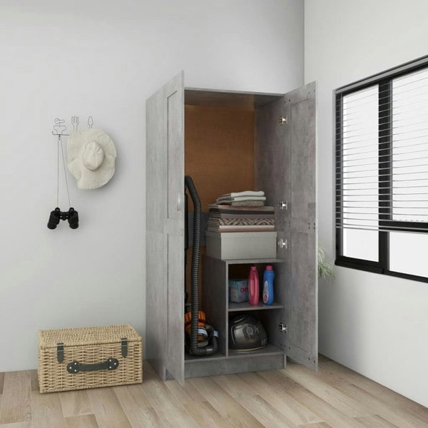 Berkfield Wardrobe Concrete Grey 82.5x51.5x180 cm Engineered Wood