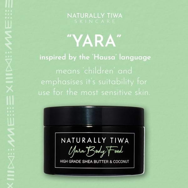 Naturally Tiwa Skincare YARA Body Food 250ml sensitive skin, eczema, psoriasis, rosacea, skin undergoing chemotherapy and radiotherapy and dry skin conditions.