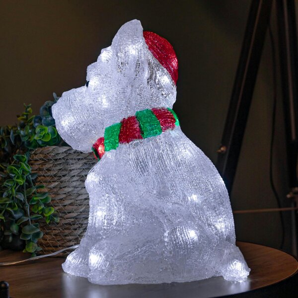 Samuel Alexander 31cm Light up Acrylic Christmas Westie Dog Decoration with 40 White LEDs