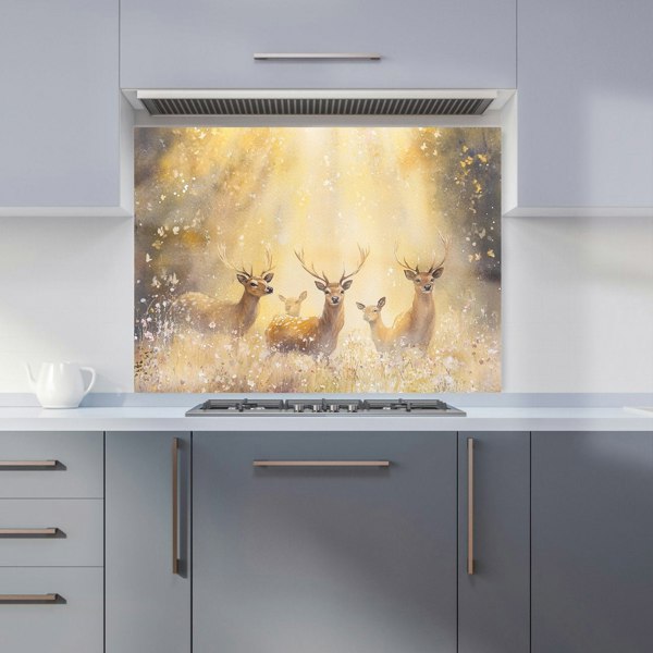 Warren Reed Deer in Woods Glass Kitchen Splashback - 00010