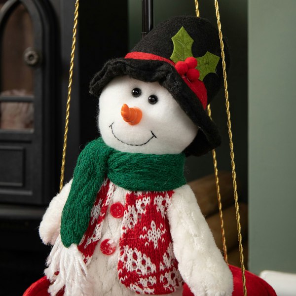 Samuel Alexander 1m Tall Plush Snowman Christmas Hot Air Balloon with Extension Pole Hanging or Table Decoration