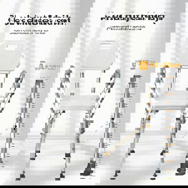 Levede Shower Chair Bath Seat Safety Stool Back Arms Adjustable Height Non-Slip