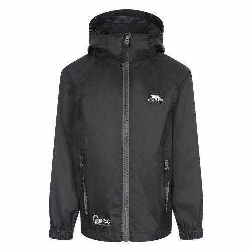 Kids Trespass Qikpac Waterproof Jacket Boys Girls Raincoat