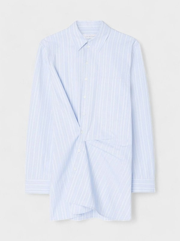 Off - White Stripe Poplin Twist Shirt Short Dress - Supplied FashionOff White