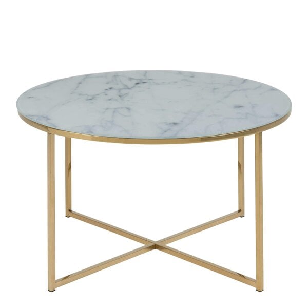 Wyld Haus Vodskov White Marble Round Coffee Table Gold Legs