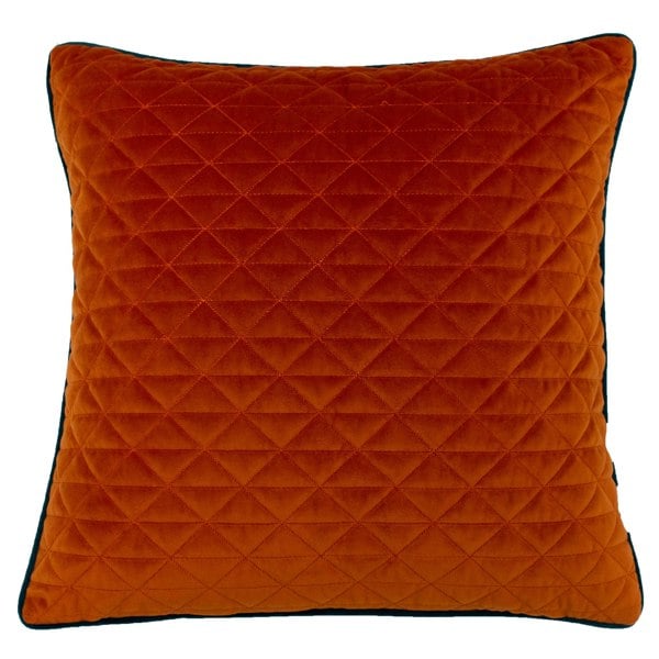 Riva Home Quartz Cushion Cover with Geometric Diamond Design - Jaffa Orange/Teal