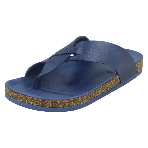 Spot On Ladies Spot On Open Toe Cork Effect Flatform Sandal