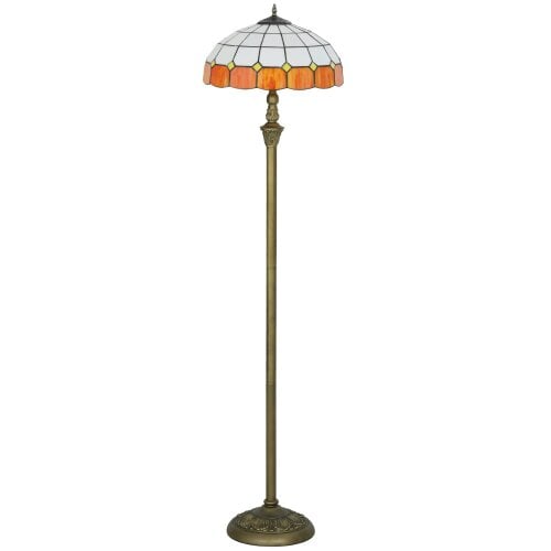 Wyld Haus Rakelo Metal And Glass Bronze And Orange Tiffany Style Floor Lamp With Handcrafted Stained Shade