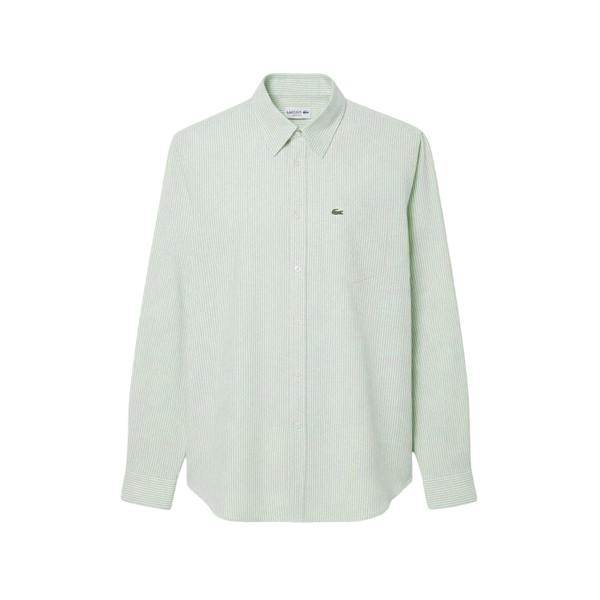 Lacoste Mens Striped Oxford Shirt - White - 