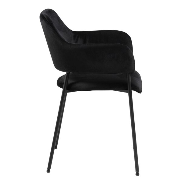Wyld Haus Set of 2 Haderslev Black Upholstered Dining Chair with Armrest