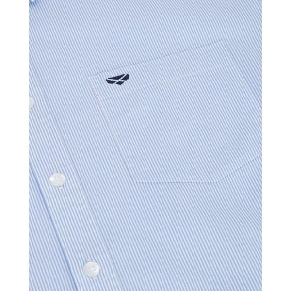 Detail vew of Hoggs of Fife Ingliston stretch stripe shirt with chest pocket