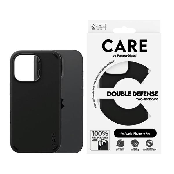 PanzerGlass Panzer Glass Care Double Defense Case for iPhone 16 Pro 6.3" Black - 1334