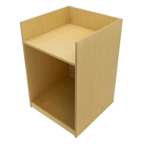 Phoenix LED Shop Counter Set in maple finish, featuring a modern design with an open shelf and smooth, light wood texture
