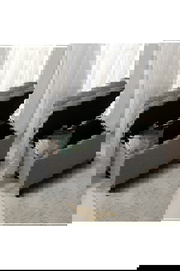 Living and Home Linen Padded Cushion Bed End Bench Storage Seat