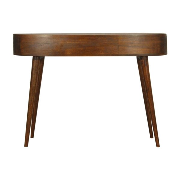 Wyld Haus Parma Chestnut Mango Wood Wave Writing Desk 2 Drawers