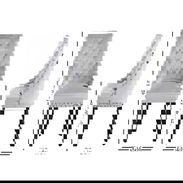 Life Interiors Single Velvet Dining Chair Ergonomic Scoop Knockerback & Button Tufted Wood Legs