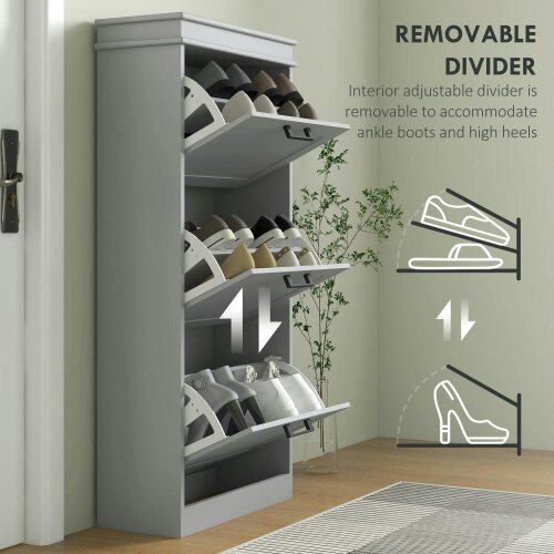 Wyld Haus Keliba Kaha Wooden Grey Minimal 3 Drawer Shoe Cabinet