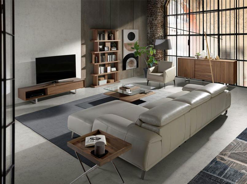 Angel Cerdá Corner sofa in taupe grey leather 6149/6150