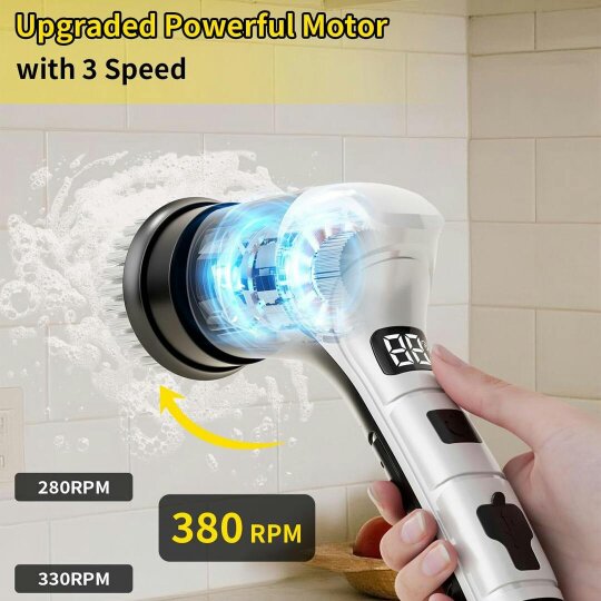 Havendro Electric Spin Scrubber Cordless Power Scrubber with 6 Replaceable Brush Heads