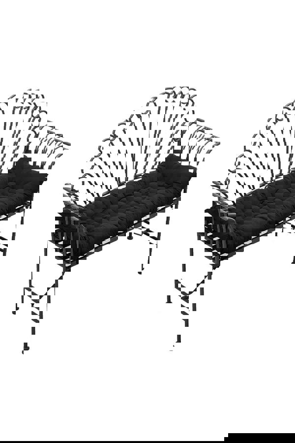 Living and Home 40x110cm Black Garden Beach Cushion Sun Lounger Cushion with Straps for Recliners, Beach & Office Chairs