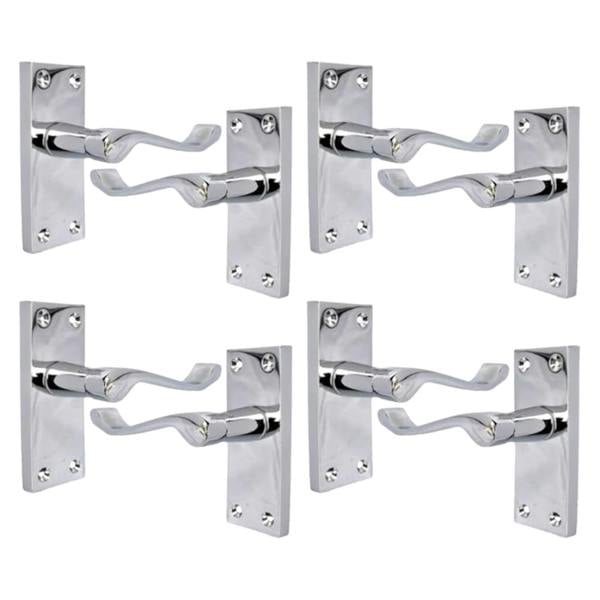 EDH Door Hardware Victorian Scroll Chrome Door Handles - Set of 4 Stylish Chrome Door Handles