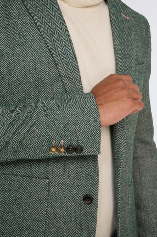 Harry Brown London Henry Tweed Blazer in Green