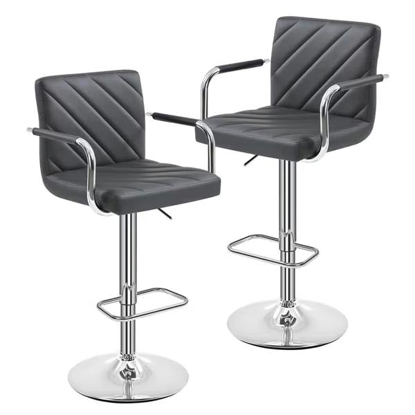 Havendro 2 Pack Adjustable Swivel PU Leather Bar Stools with Backrest and Footrest
