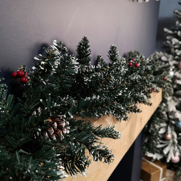 Samuel Alexander 2.7m Green Christmas Garland with Pine Cones and Red Berries