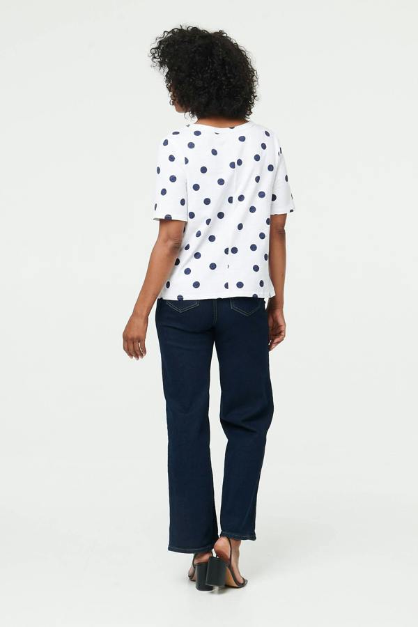 White | Polka Dot Short Sleeve Relaxed Top