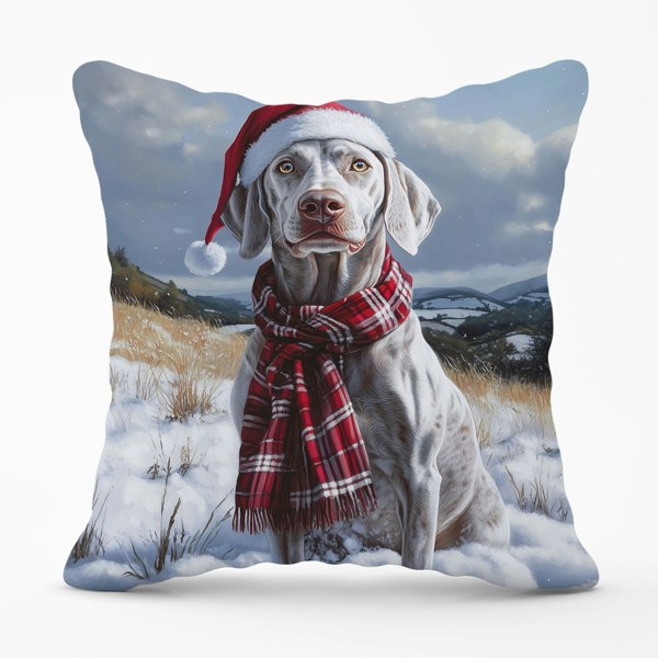 Warren Reed Snowy Christmas Weimarana Cushion