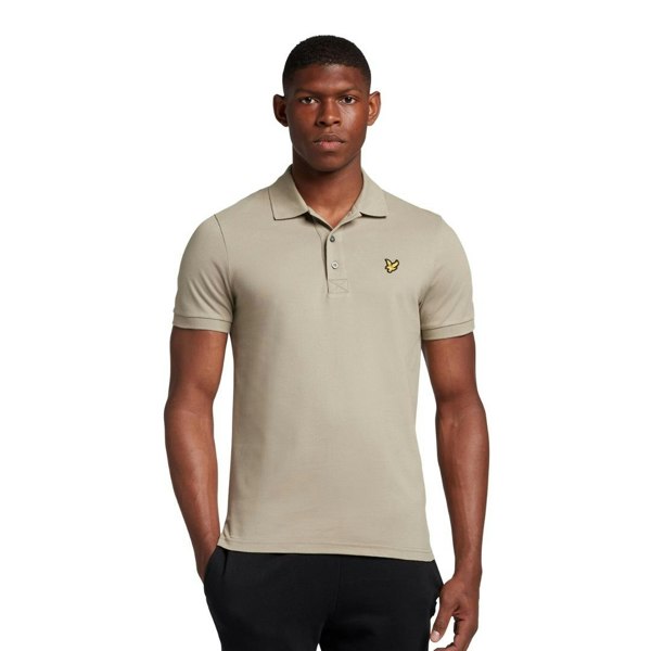 Lyle & Scott Lyle Scott Branded Chest Logo Khaki Smoke Polo Shirt