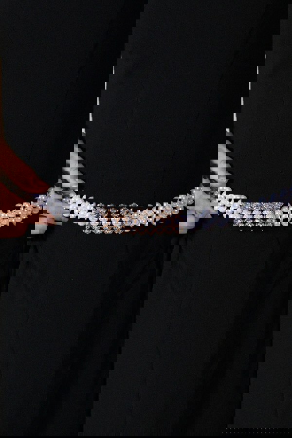 SVNX Strenchy Pearl Chain Belt With Diamante Buckle