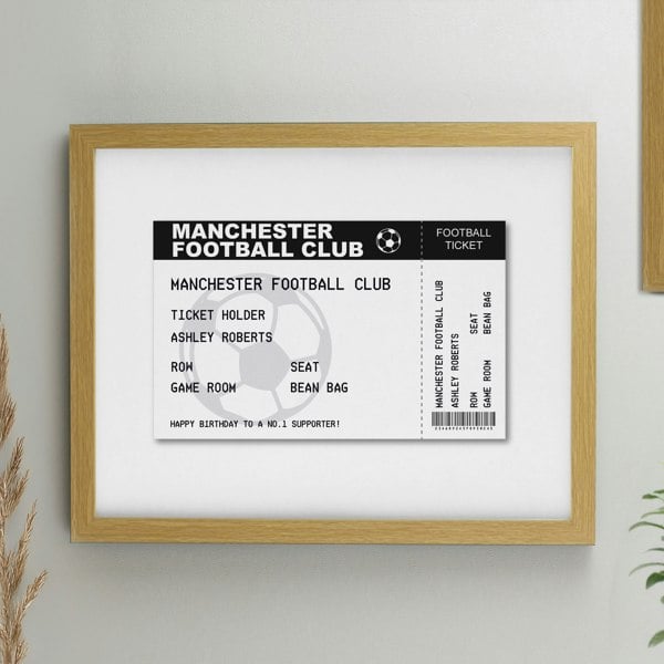 Personalised Memento Company Personalised Football Ticket Oak Poster Frame