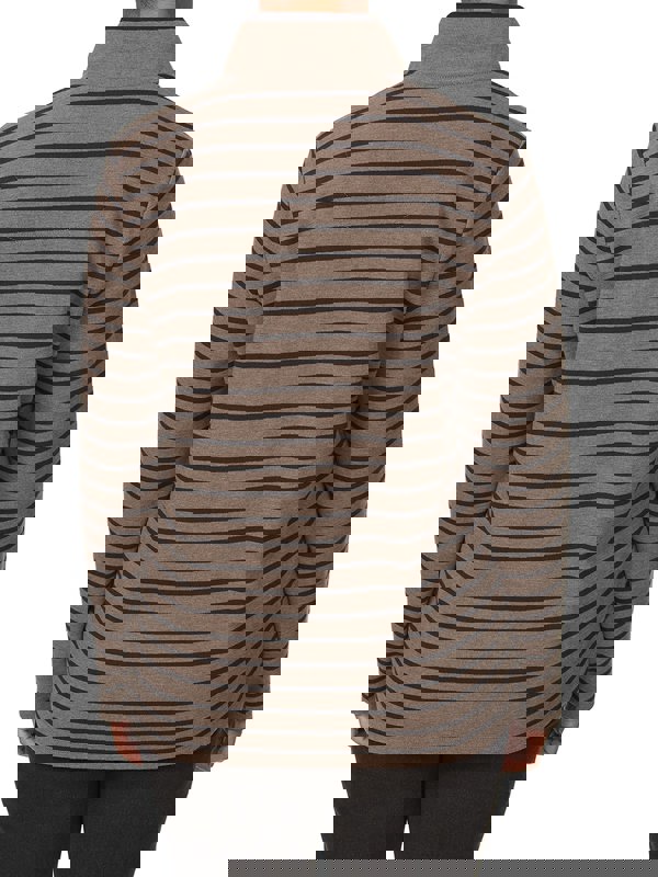 PennyPlain Striped Funnel Neck Top - Latte