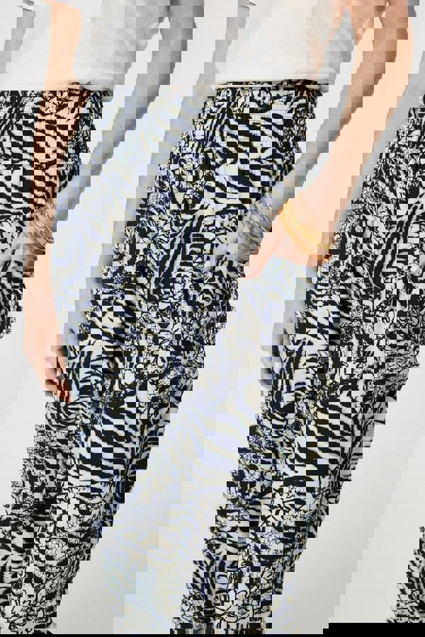 Navy | Floral Animal Print Harem Trousers